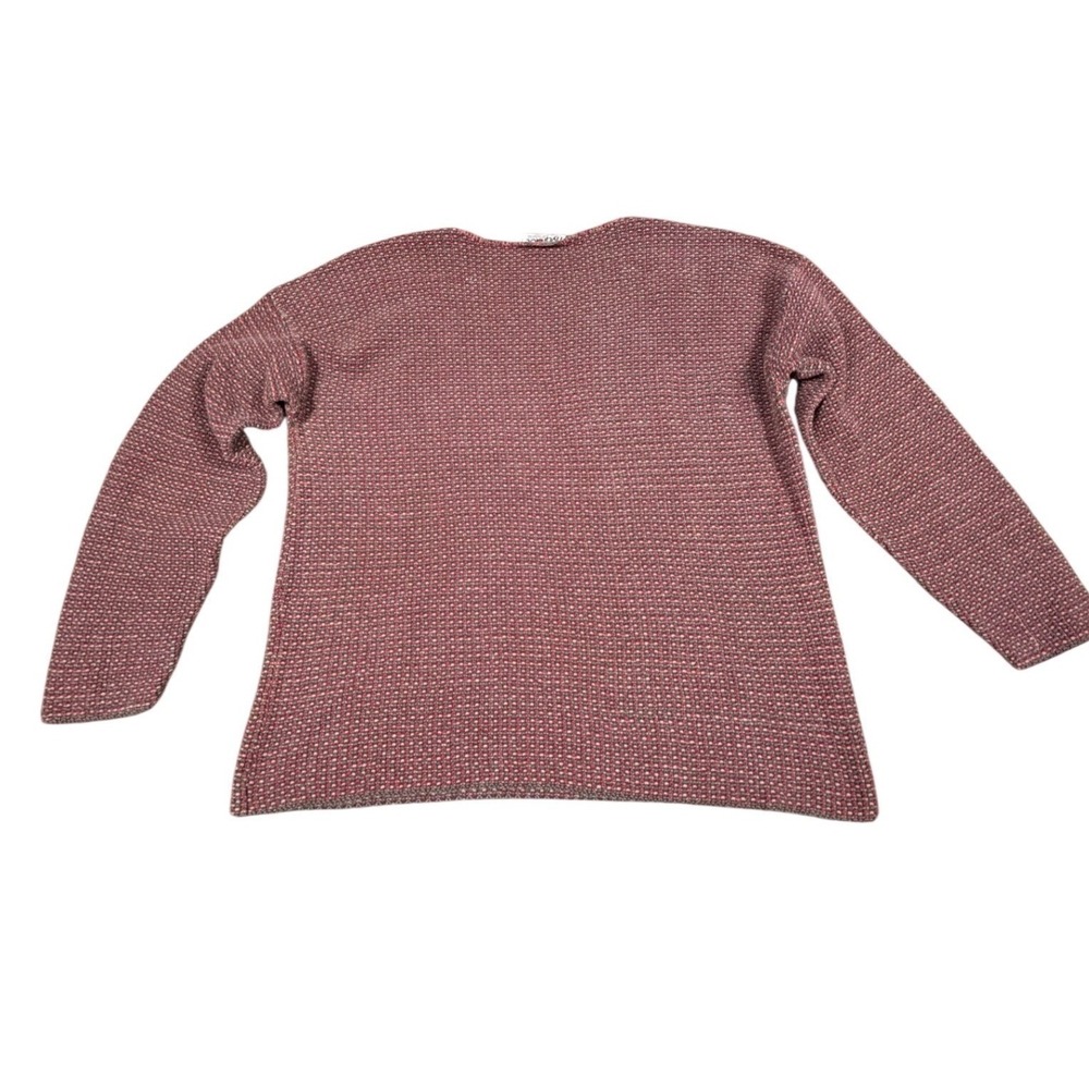 Vintage 70s-80s Hygrade Textured Knit Sweater Burgundy Red Green - Picture 2 of 7